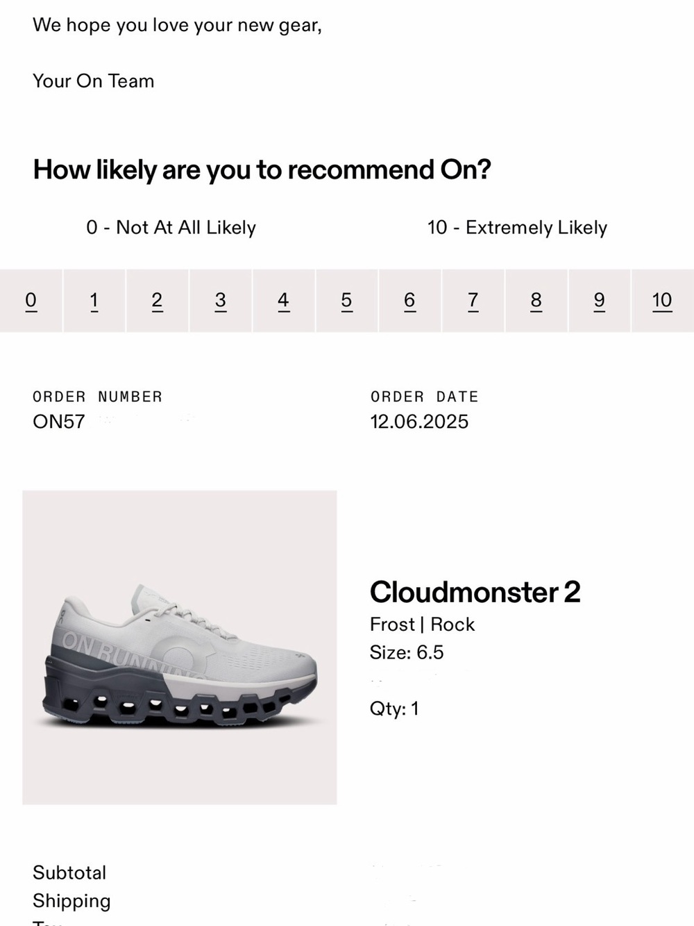 On Running Cloudmonster 2 Sneakers - Frost/Rock - Women’s 6.5